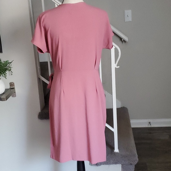 Bobeau Short Sleeve Crepe Wrap Dress Mauve - Picture 3 of 8